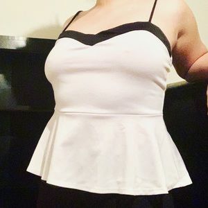 Charlotte Russe White & Black Peplum Top
